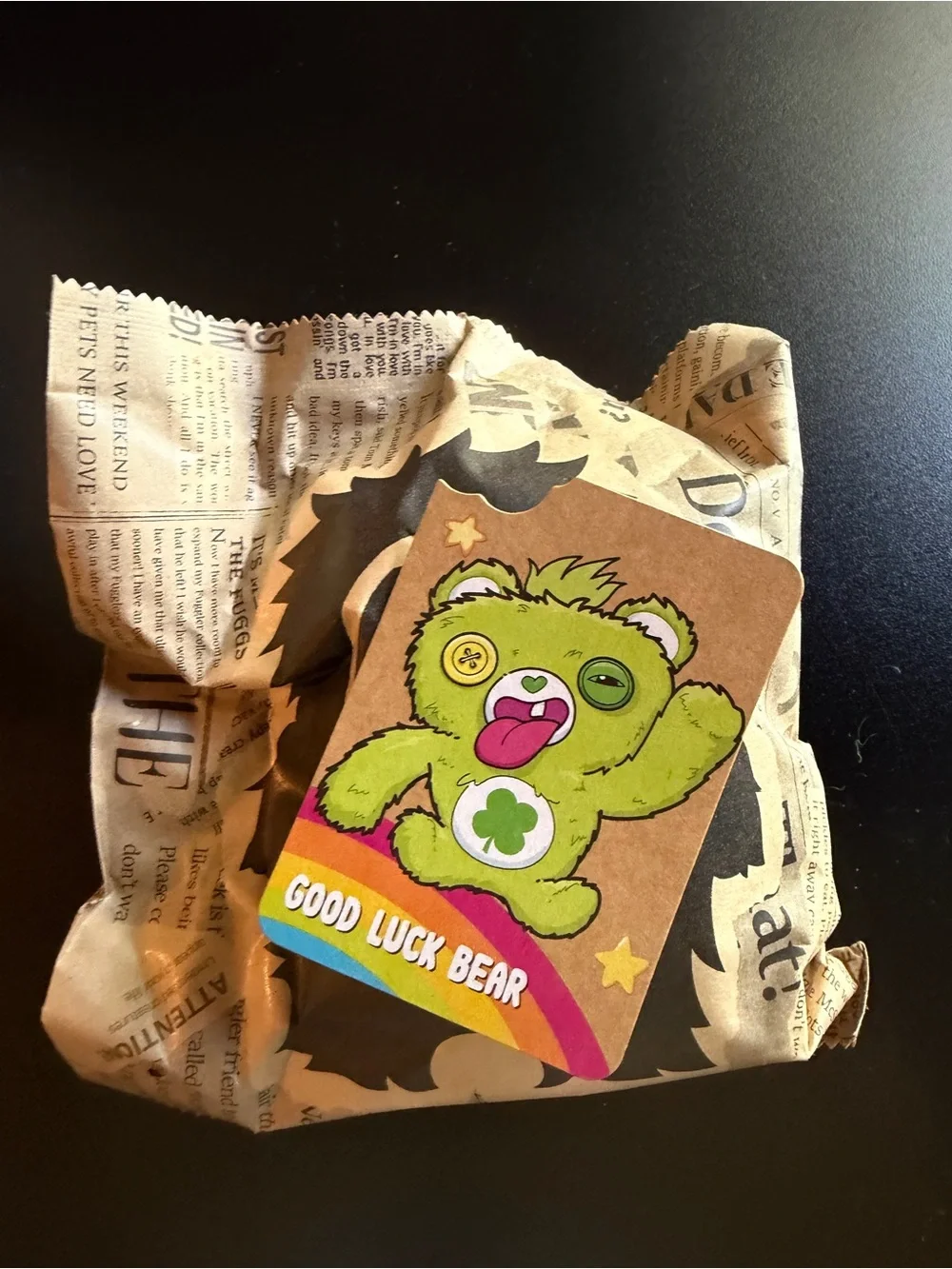 Fuggler Care Bears Plush Bag Clip Charm Good Luck Green Keychain NO BOX
